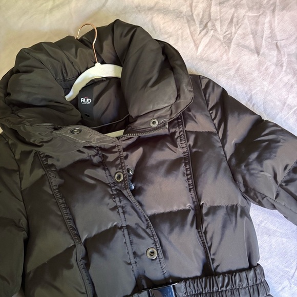 Rud by Rudsak Puffer Winter Coat Belted Dark Olive Green Size S Down Feather - Picture 6 of 10